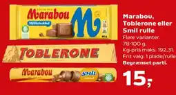 SuperBrugsen Marabou, Toblerone eller Smil rulle tilbud