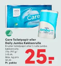 SPAR Care Toiletpapir / Daily Jumbo Køkkenrulle tilbud