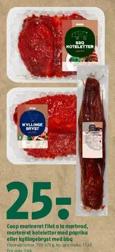 Coop 365 Coop marineret filet a la mørbrad / marineret koteletter med paprika / kyllingebryst med BBQ tilbud