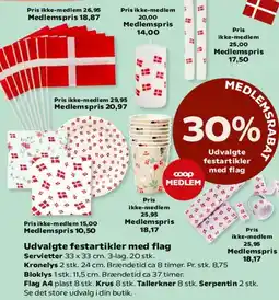SuperBrugsen Udvalgte festartikler med flag – 30% medlemsrabat tilbud