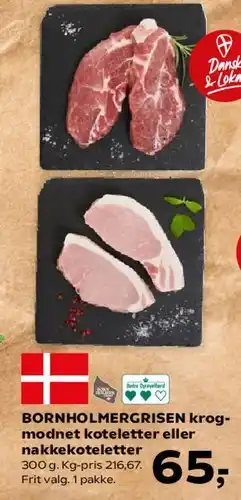 SuperBrugsen BORNHOLMERGRISEN krogmodnet koteletter eller nakkekoteletter tilbud