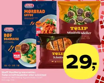 SuperBrugsen Steff Houlberg maxiretter / Tulip minifrikadeller eller schnitzel tilbud