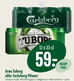 Min Købmand Grøn Tuborg eller Carlsberg Pilsner (12 x 33 cl) tilbud