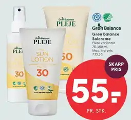 SPAR Grøn Balance Pleje / Sun Lotion tilbud