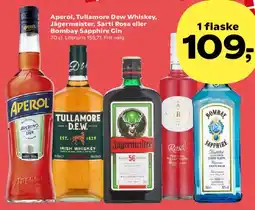 SuperBrugsen Aperol, Tullamore Dew Whiskey, Jägermeister, Sarti Rosa eller Bombay Sapphire Gin tilbud