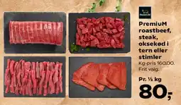 Kvickly Premium roastbeef, steak, oksekød i tern eller strimler tilbud
