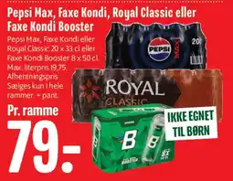 Min Købmand Pepsi Max / Faxe Kondi / Royal Classic / Faxe Kondi Booster (ramme) tilbud