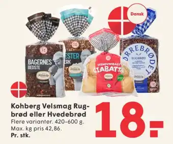 SPAR Kohberg Velsmag Rugbrød eller Hvedebrød tilbud
