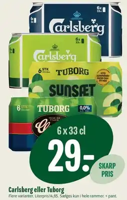 Min Købmand Carlsberg eller Tuborg 6 x 33 cl tilbud