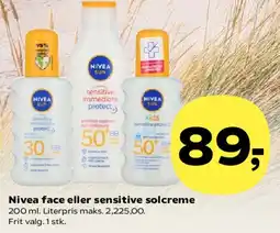 Kvickly Nivea face eller sensitive solcreme tilbud