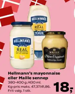 Kvickly Hellmann's mayonnaise eller Maille sennep tilbud