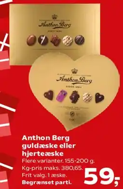 Kvickly Anthon Berg guldæske eller hjerteæske tilbud