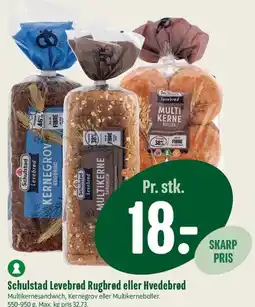 Min Købmand Schulstad Levebrød (Rugbrød eller Hvedebrød) tilbud