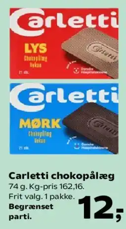 Kvickly Carletti chokopålæg tilbud