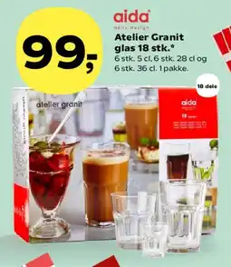 Kvickly Atelier Granit glas 18 stk. tilbud