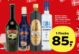Kvickly Baileys Likør, Nordse Bitter eller Cuba Vodka tilbud