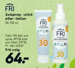 Bilka FRI solspray / stick / lotion tilbud