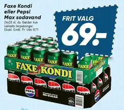 Bilka Faxe Kondi eller Pepsi Max sodavand tilbud