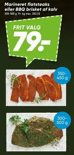 Bilka Marineret flatsteaks eller BBQ brisket af kalv tilbud