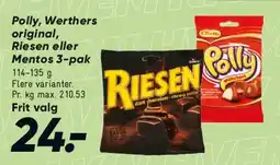 Bilka Polly / Werthers / Riesen / Mentos tilbud
