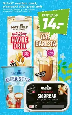 Bilka Naturli' – smørbar, plantedrik eller Greek Style tilbud