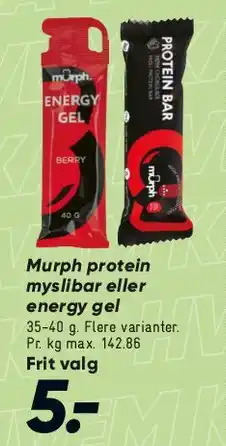 Bilka Murph protein myslibar / energy gel tilbud
