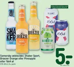 REMA 1000 Somersby æblecider, Shaker Sport, Breezer eller 1664 øl tilbud