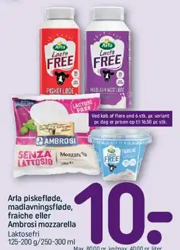 REMA 1000 Arla piskefløde, madlavningsfløde, fraiche eller Ambrosi mozzarella (laktosefri) tilbud