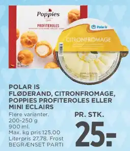 MENY Polar is (flødebrand, citronfromage, profiteroles) tilbud