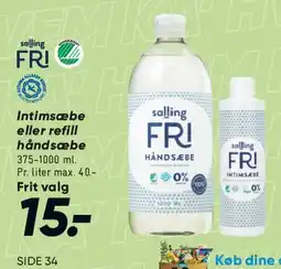 Bilka FRI intimsæbe / refill håndsæbe tilbud