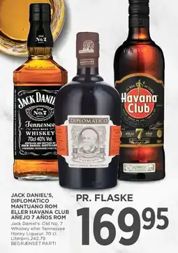 MENY Jack Daniel's, Diplomatico Mantuano eller Havana Club Añejo 7 años tilbud