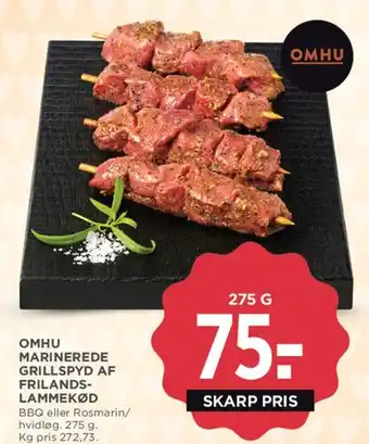 MENY OMHU Marinerede Grillspyd af Frilandslammekød tilbud