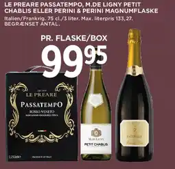 MENY Le Preare Passatempo / Petit Chablis / Perini magnum tilbud