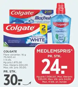 MENY Colgate (tandpasta & mundskyl) tilbud