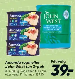 Bilka Amanda rogn eller John West tun 3-pak tilbud