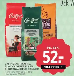 MENY BKI instant kaffe / Black Coffee / Christgau hele bønner tilbud