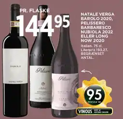MENY Natale Verga Barolo 2020, Pelissero Barbaresco Nubiola 2022 eller Long Now 2020 tilbud