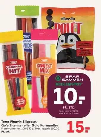 Toms Pingvin Slikpose, Go'e Stænger eller Guld Karameller