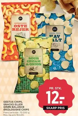 MENY Gestus chips, snacks eller Grøn Balance økologiske chips tilbud