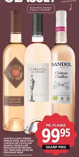 MENY Château Saint‑Pierre Prieur Rosé / Peyrassol Les Templiers / Château de Castillon Bandol Rosé tilbud