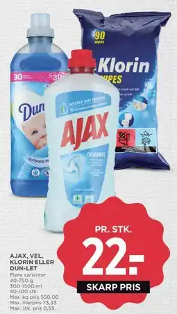 MENY Ajax, Vel, Klorin eller Dun-Let tilbud