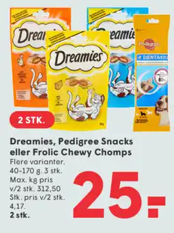 SPAR Dreamies, Pedigree Snacks eller Frolic Chewy Chomps tilbud