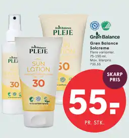 SPAR Grøn Balance Solcreme tilbud