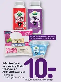 REMA 1000 Arla piskefløde, madlavningsfløde, fraiche eller Ambrosi mozzarella tilbud