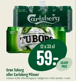 Min Købmand Grøn Tuborg eller Carlsberg Pilsner tilbud