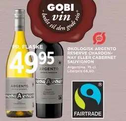 MENY ØKOLOGISK ARGENTO RESERVE CHARDONNAY ELLER CABERNET SAUVIGNON tilbud