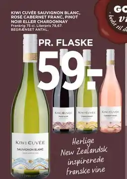 MENY KIWI CUVÉE SAUVIGNON BLANC, ROSÉ CABERNET FRANC, PINOT NOIR ELLER CHARDONNAY tilbud