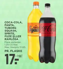 MENY COCA-COLA, FANTA, TUBORG SQUASH, SPRITE, FUZE ELLER RAMLÖSA tilbud