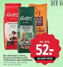 MENY BKI INSTANT KAFFE, BLACK COFFEE ELLER CHRISTGAU HELE BØNNER tilbud