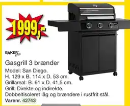 Harald Nyborg BAKER Gasgrill 3 brænder Model: San Diego. tilbud
